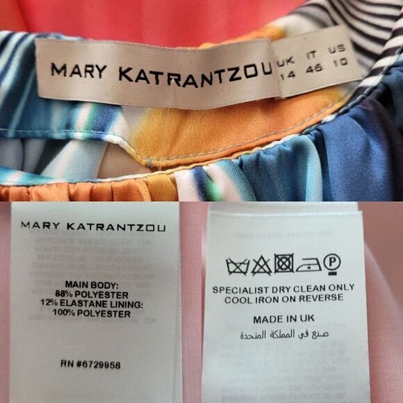 Designer Mary Katrantzou Dress Artsy Unique Rainbow Flutter Sleeve Kaftan 10 - Picture 4 of 11